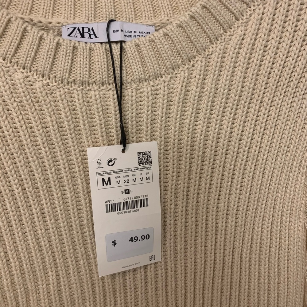 Zara Knit Sweater with Sheer Sleeves